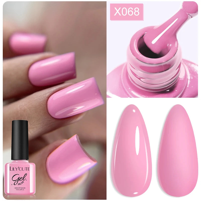 LILYCUTE Nude Crystal Rubber Base Gel Nail Polish