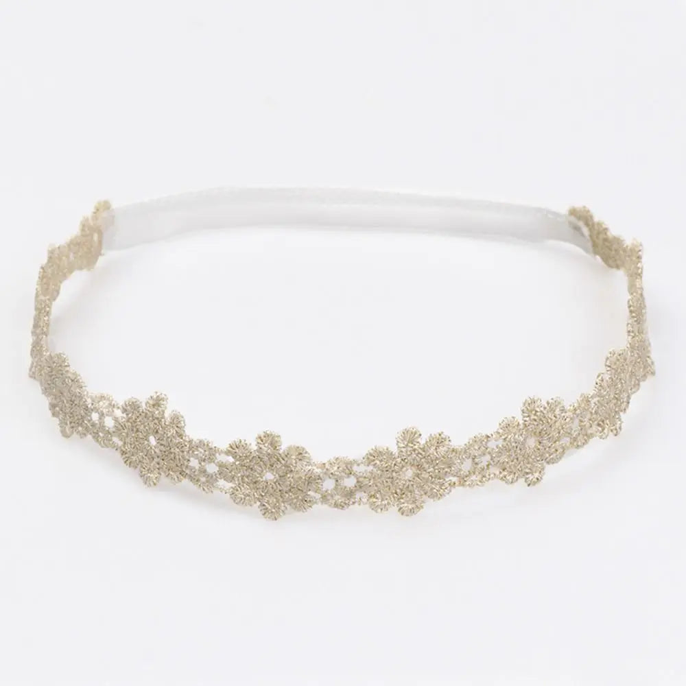 Cute Lace Headband Soft Newborn Elastic Turban  Princess Gold Hairband