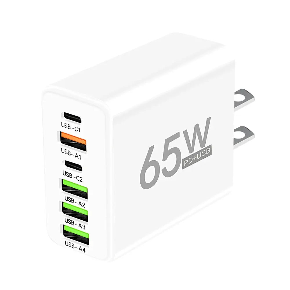 65W USB 6 Ports Type C Quick Charger