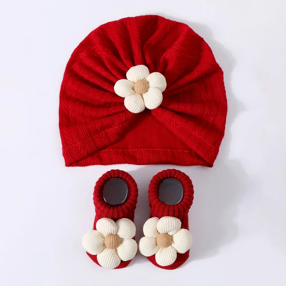 Baby Headscarf Hat Elastic Lightweight Hat Sock Set Newborn Supplies