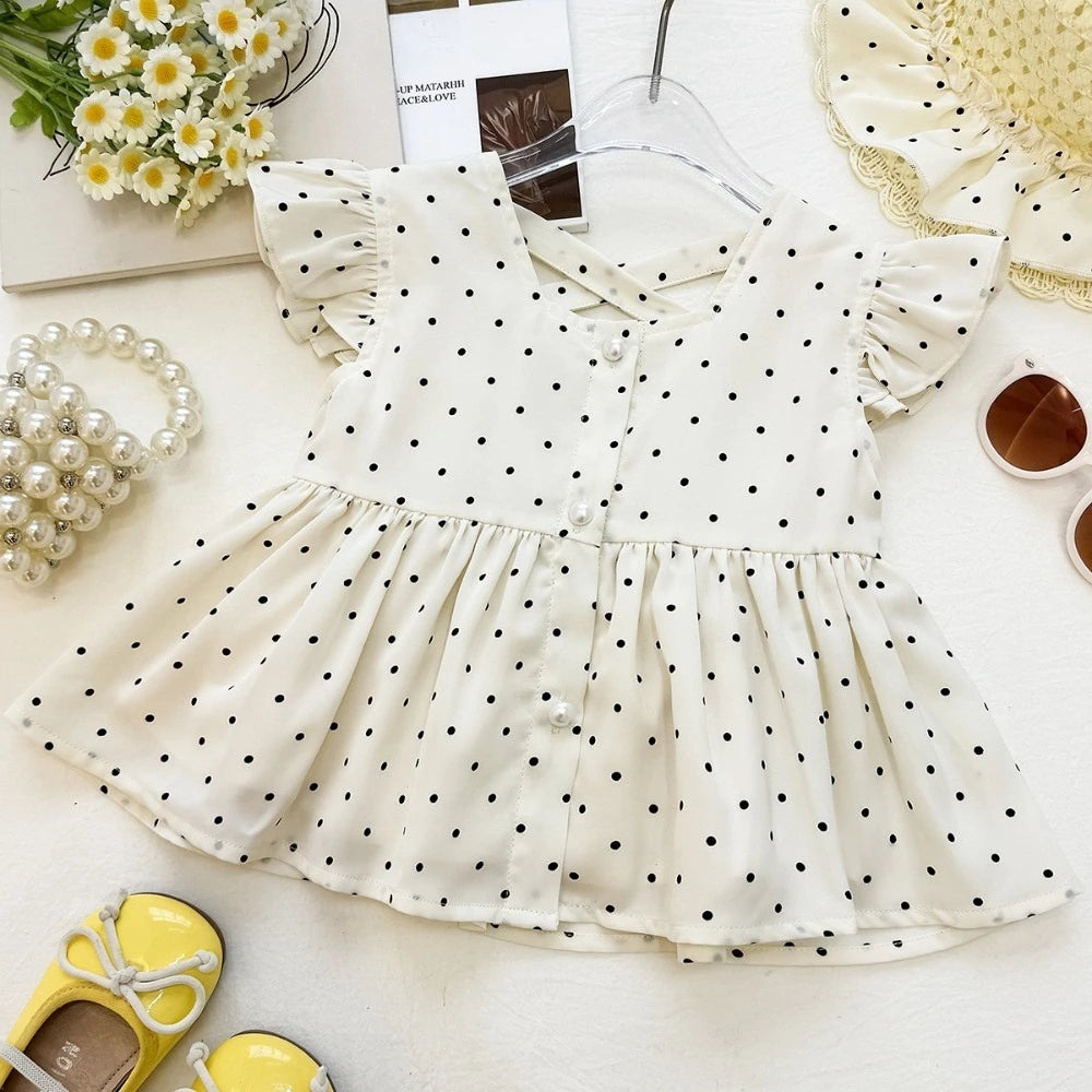 Sweet and Cute Solid Color Bow Girls Clothes
