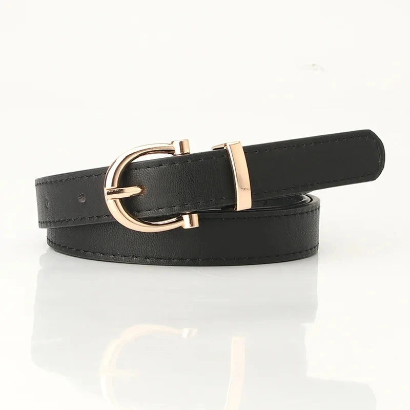 New PU Leather Simple Metal Buckle Belt