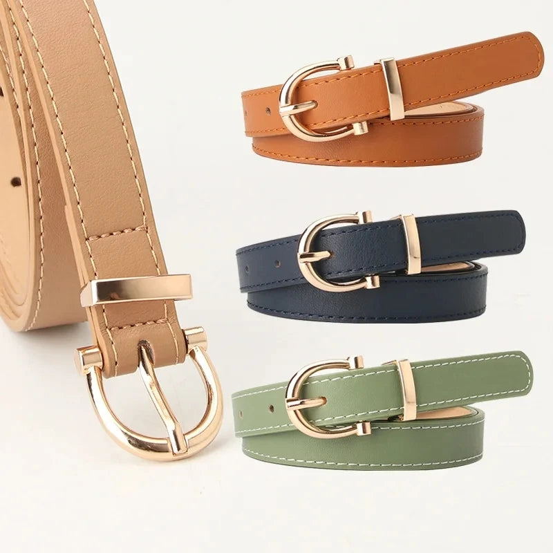 New PU Leather Simple Metal Buckle Belt
