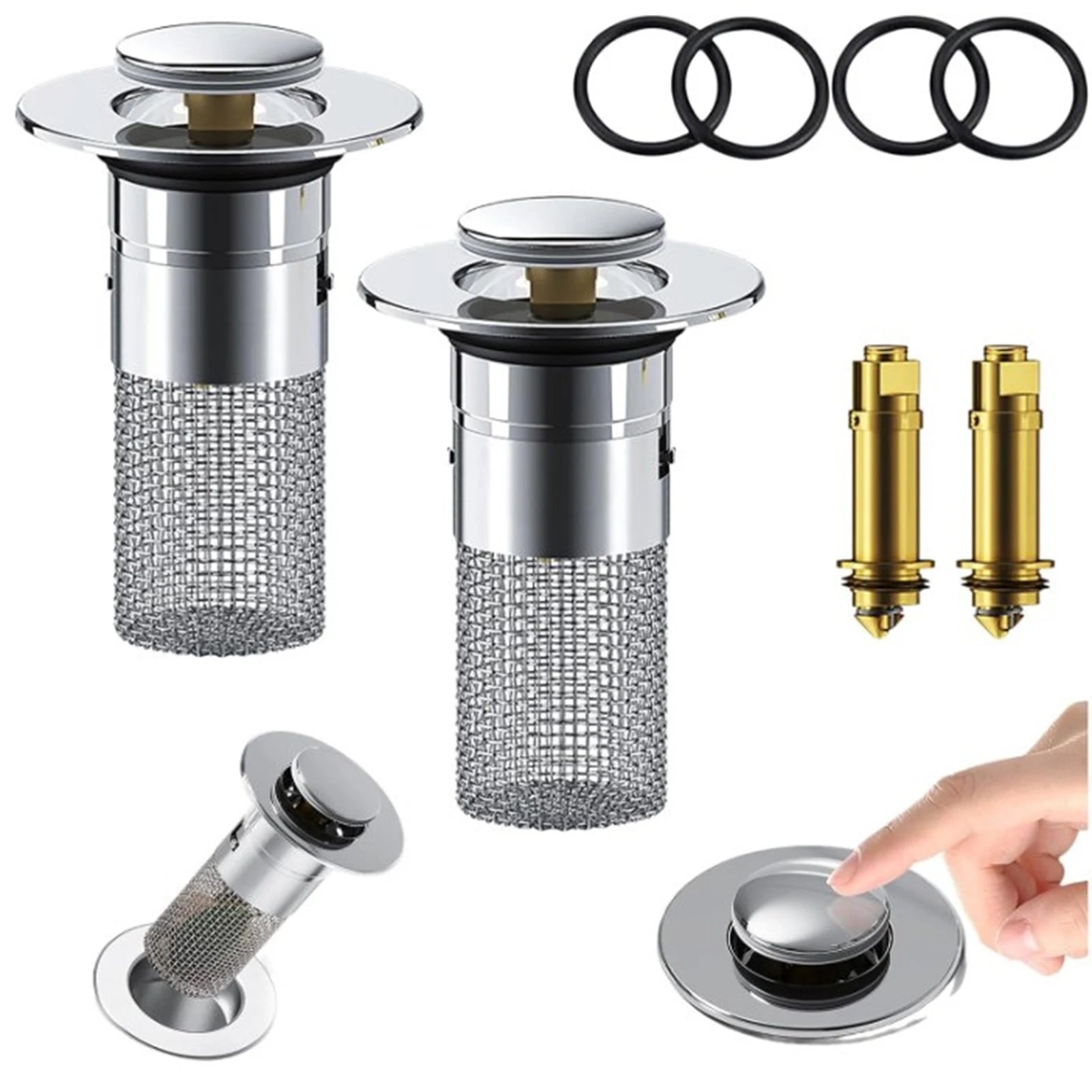 Bathroom Sink Plug Stopper Stainless Steel Filter Basket