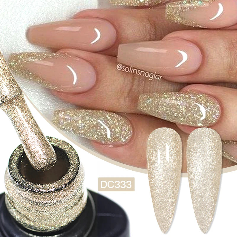 Gold Sliver Reflective Nail Gel Polish