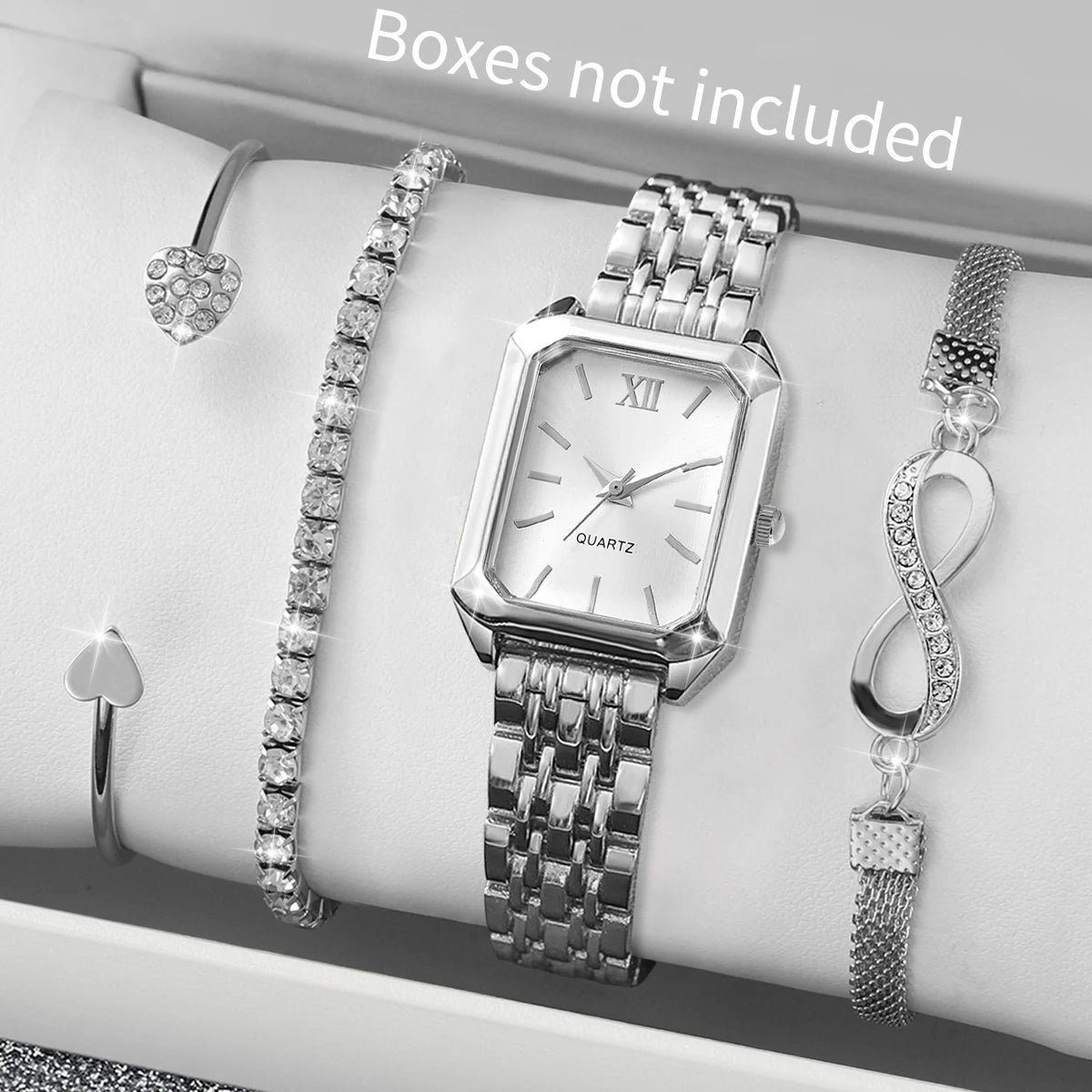 4PCS Women Quartz Watches Bracelets Set(Without Box)