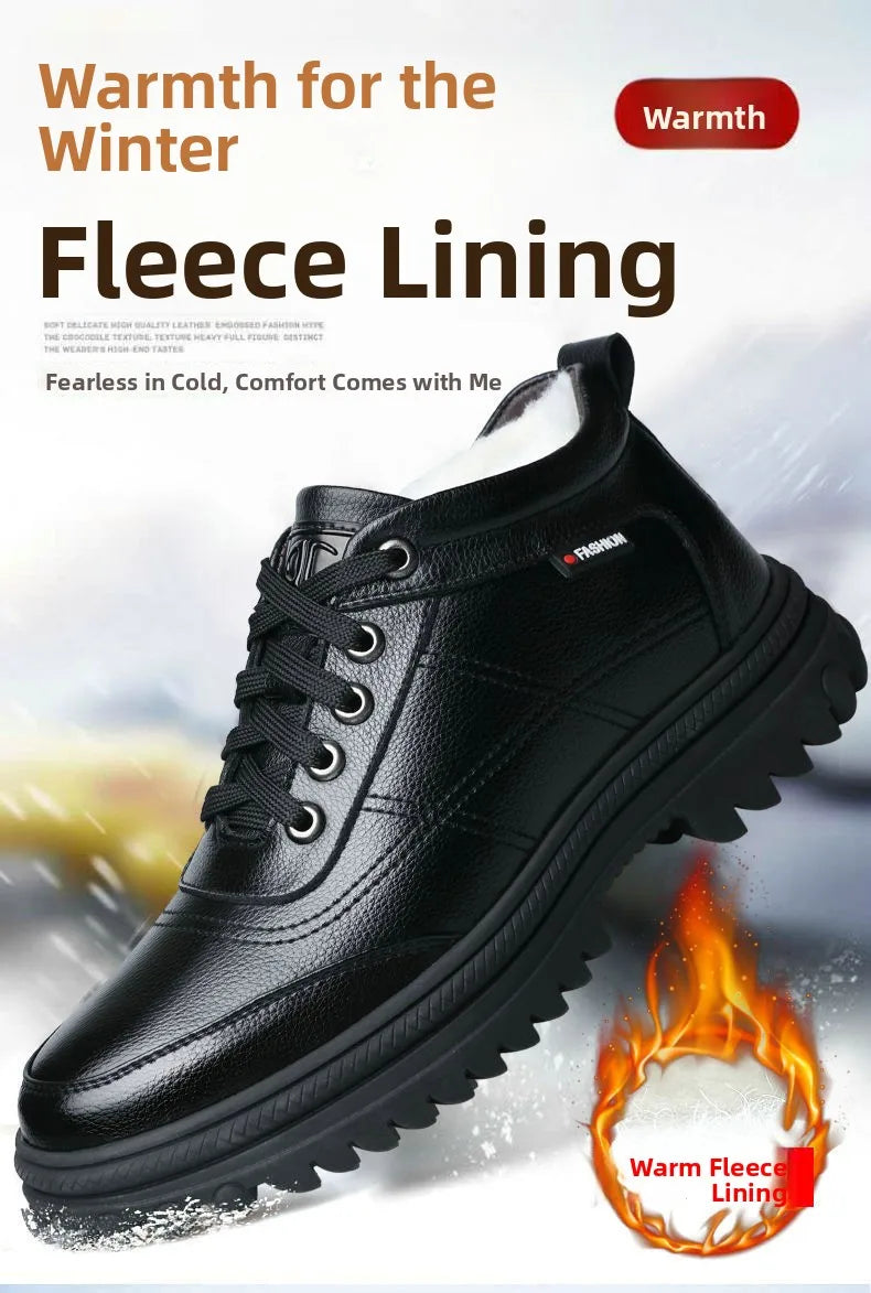 Men's Winter Thickened Warmth Casual Shoes,Leather Shoes