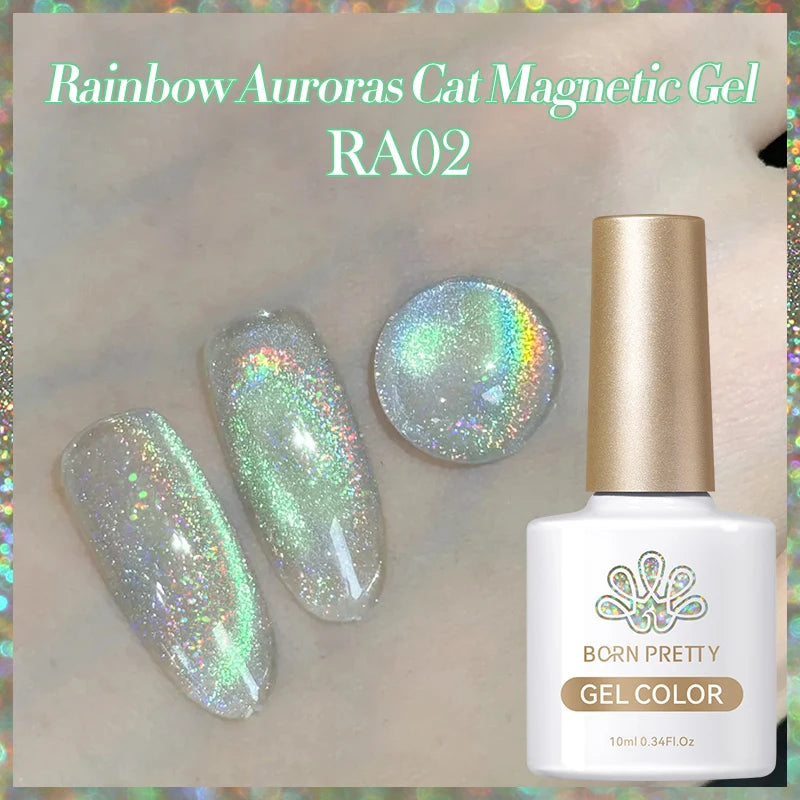BORN PRETTY 10ml Rainbow Auroras Cat Magnetic Gel Nail Polish