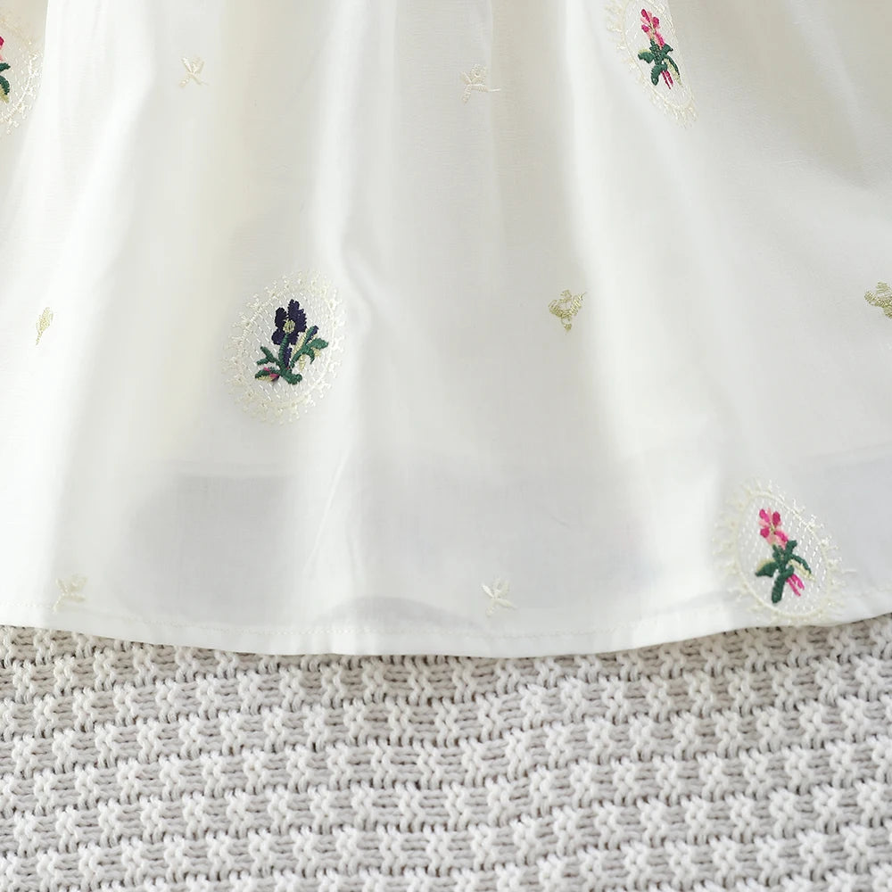 Casual Dress Girls' Clothing Refreshing Embroidered Vest Dress for 2-6Y