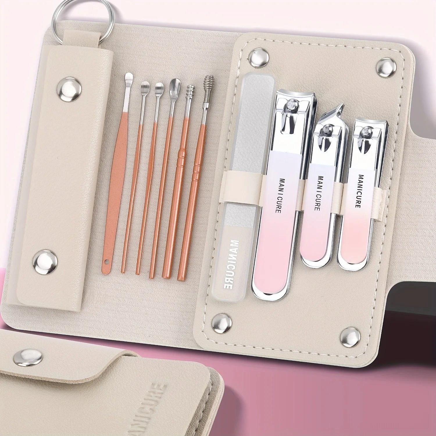 Ouriner 6-18Pcs Portable Manicure Sets Pedicure Kits Bright Black Nail Clipper set