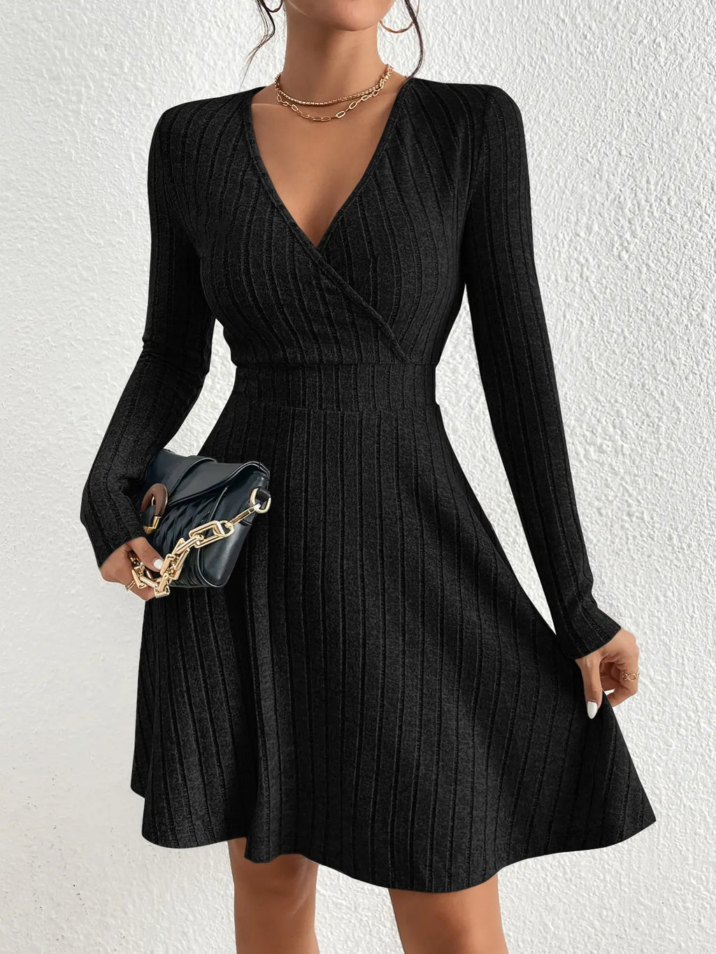 Autumn and Winter New Women's Black Dress