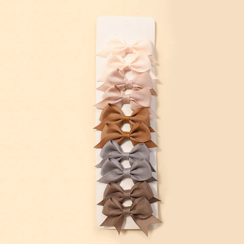 10Pcs/Set New Cute Solid Ribbon Bowknot Hair Clips for Baby Girls