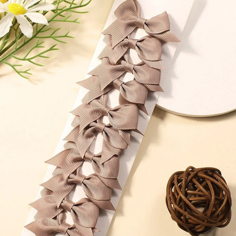 10Pcs/Set New Cute Solid Ribbon Bowknot Hair Clips for Baby Girls