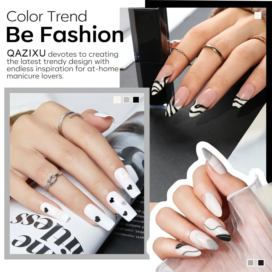 1/6Pcs Grey White Color Nail Gel Polish