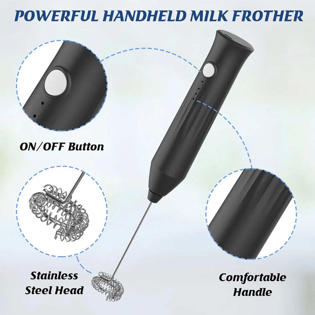 MINI Milk Frother USB Rechargeable 3 Speeds Foam Maker Coffee Whisk Mixer