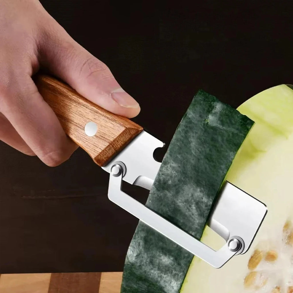 Stainless steel peeler slicing fruits and vegetables