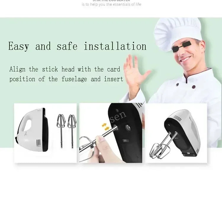 Multifunctional 7 Speed Mini Mixer Electric, Automatic Cream Food Cake Baking Dough Mixer