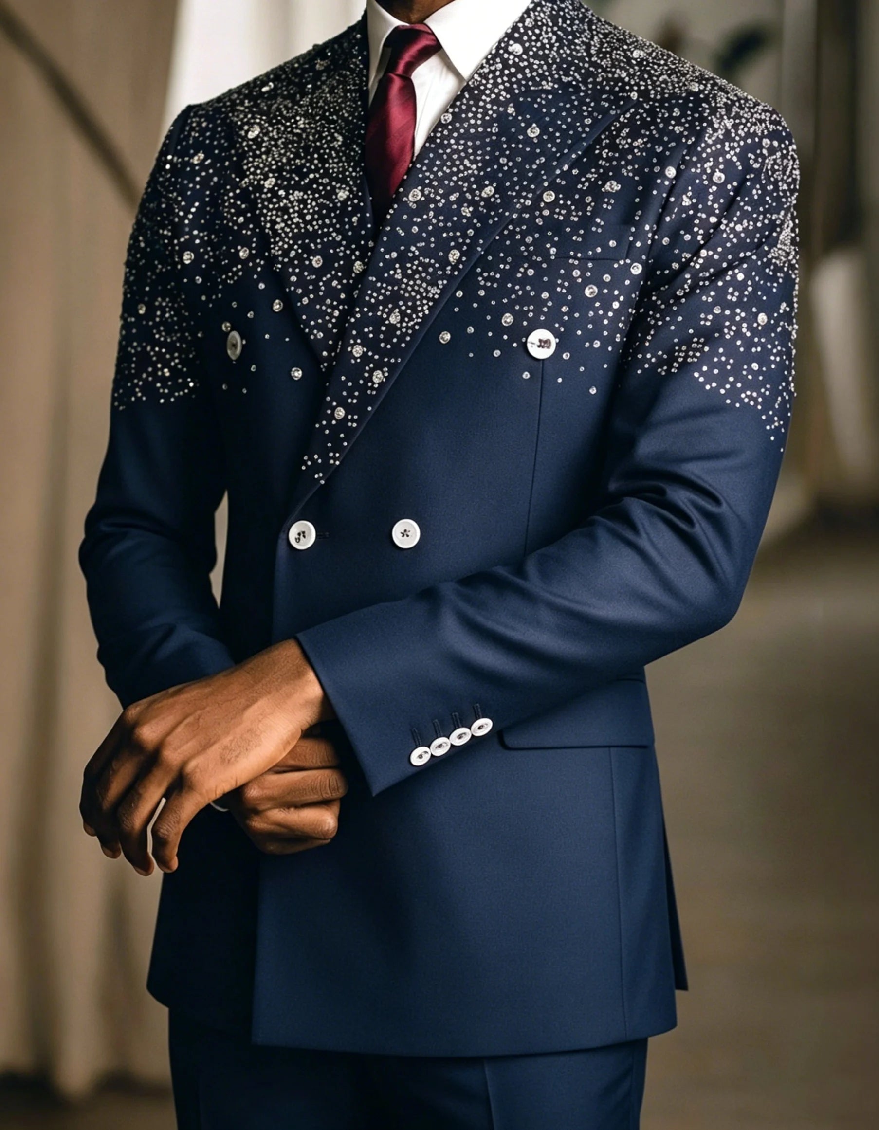 2 Pcs Jacket Pants Modern Hot Fix Wedding Suits