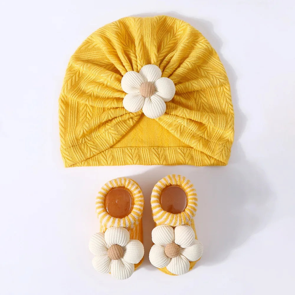 Baby Headscarf Hat Elastic Lightweight Hat Sock Set Newborn Supplies