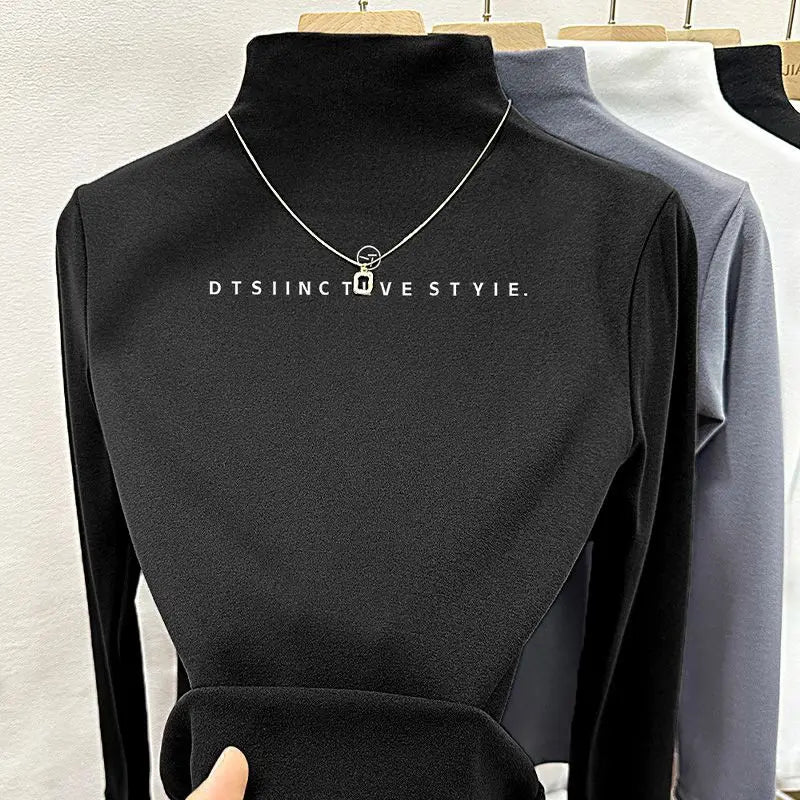 Gray Double-Sided Cashmere Base Shirt Women's Slim Fit with 100% cotton