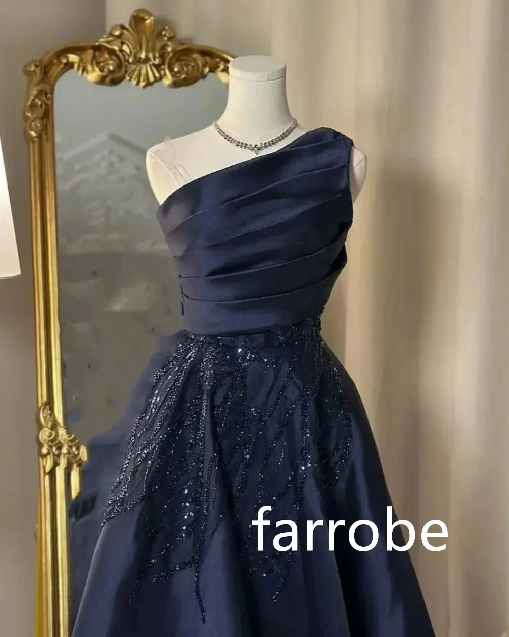 Customized Unisex Jersey Pleat A-line One-shoulder Long Dresses