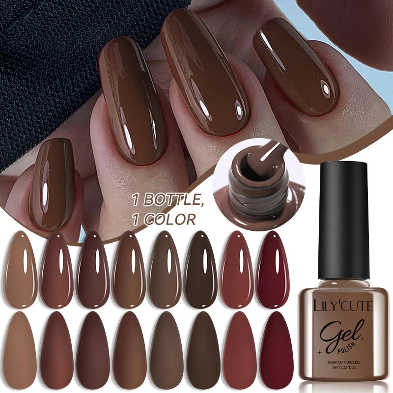 Brown Red Purple Nail Gel Polish Coffee Color Series