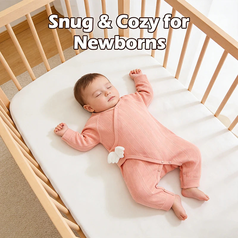 Newborn Romper with Soft Knit Long Sleeve Wrap Onesie