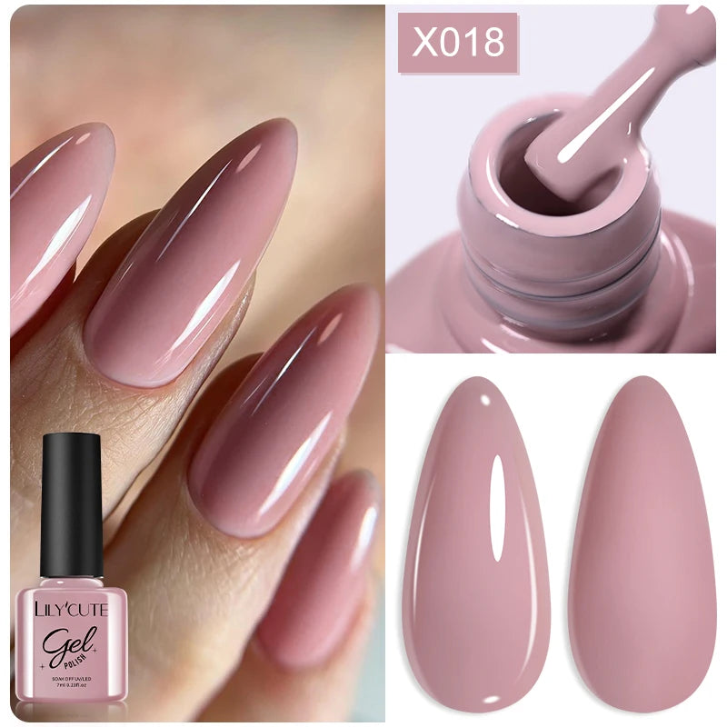LILYCUTE Nude Crystal Rubber Base Gel Nail Polish