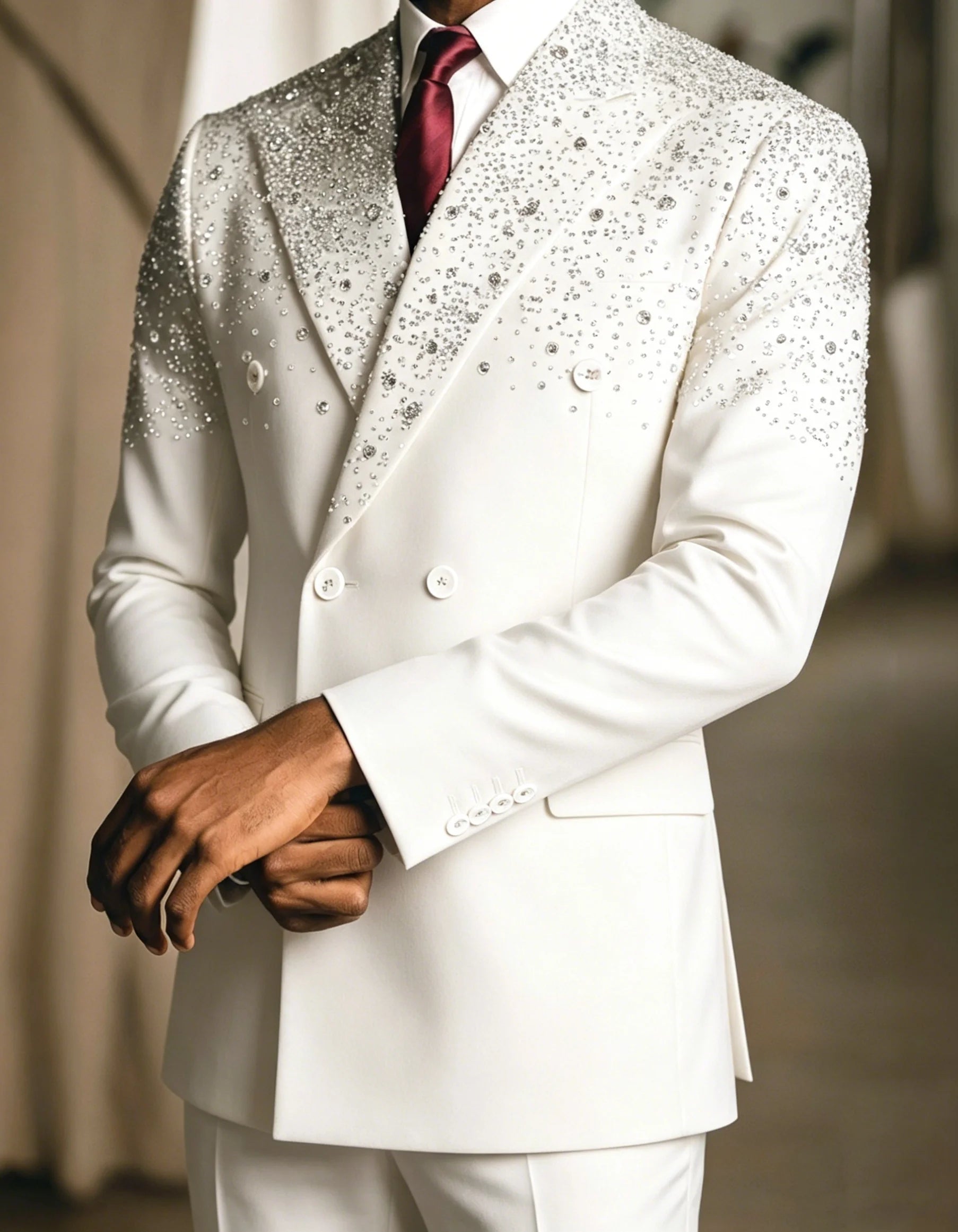 2 Pcs Jacket Pants Modern Hot Fix Wedding Suits