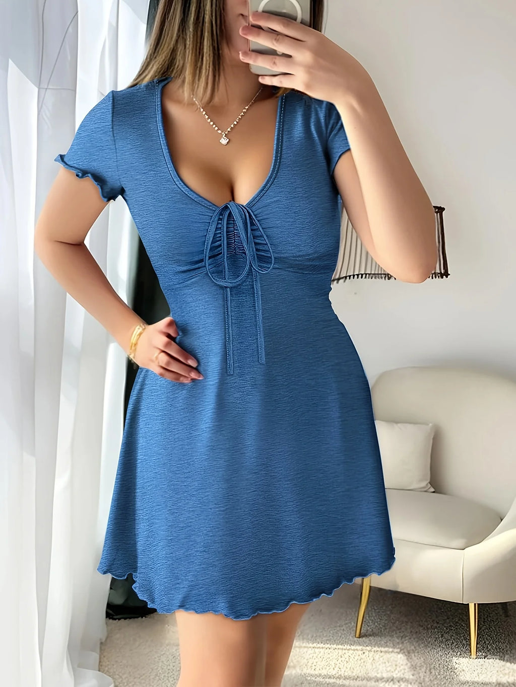 Women's Fashionable and Elegant Series Drawstring Dress