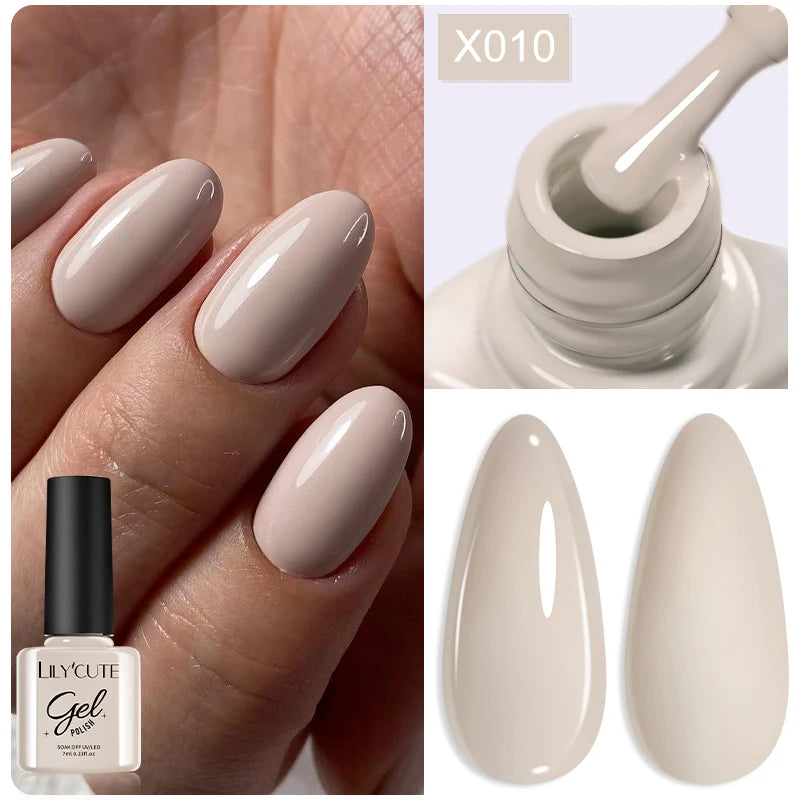 LILYCUTE Nude Crystal Rubber Base Gel Nail Polish