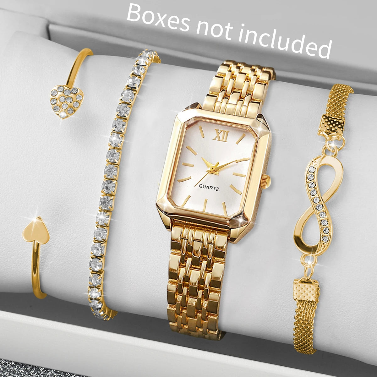 4PCS Women Quartz Watches Bracelets Set(Without Box)
