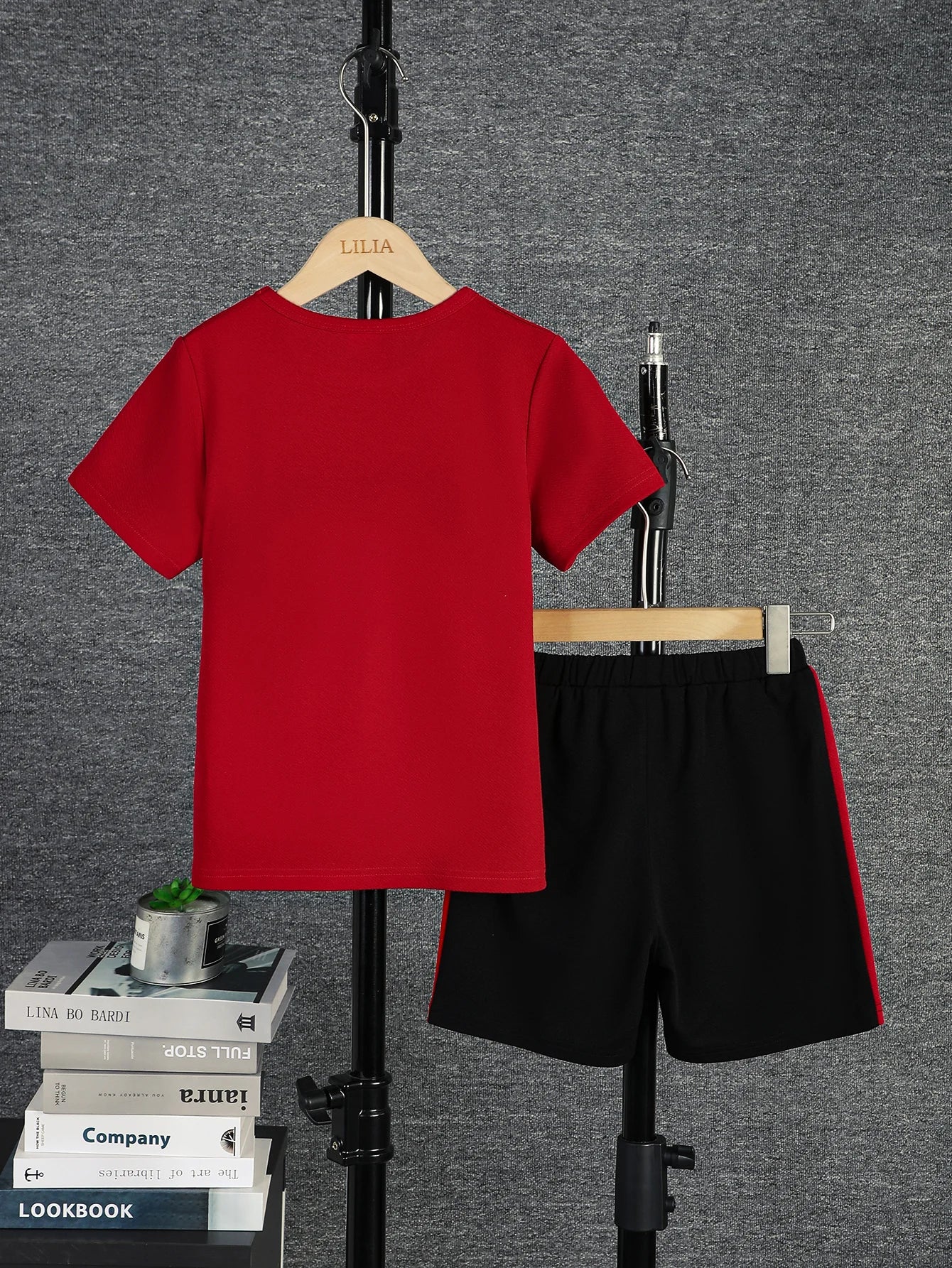 2pcs Boys Casual Colorblock Short Sleeve T-shirt & Shorts Set