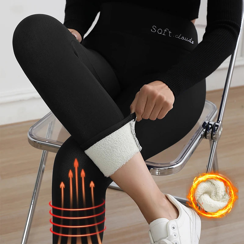 S-XL Autumn Winter Women Fleece Leggings