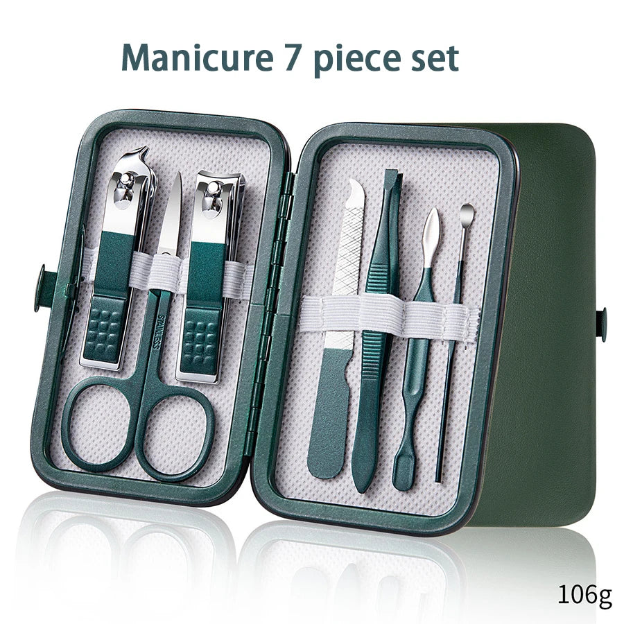 Ouriner 6-18Pcs Portable Manicure Sets Pedicure Kits Bright Black Nail Clipper set