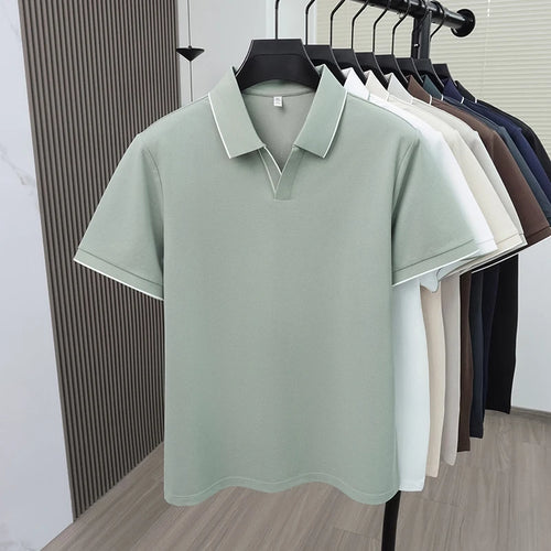 2026 New Simple Stripe Collar Solid  colour of T-Shirt