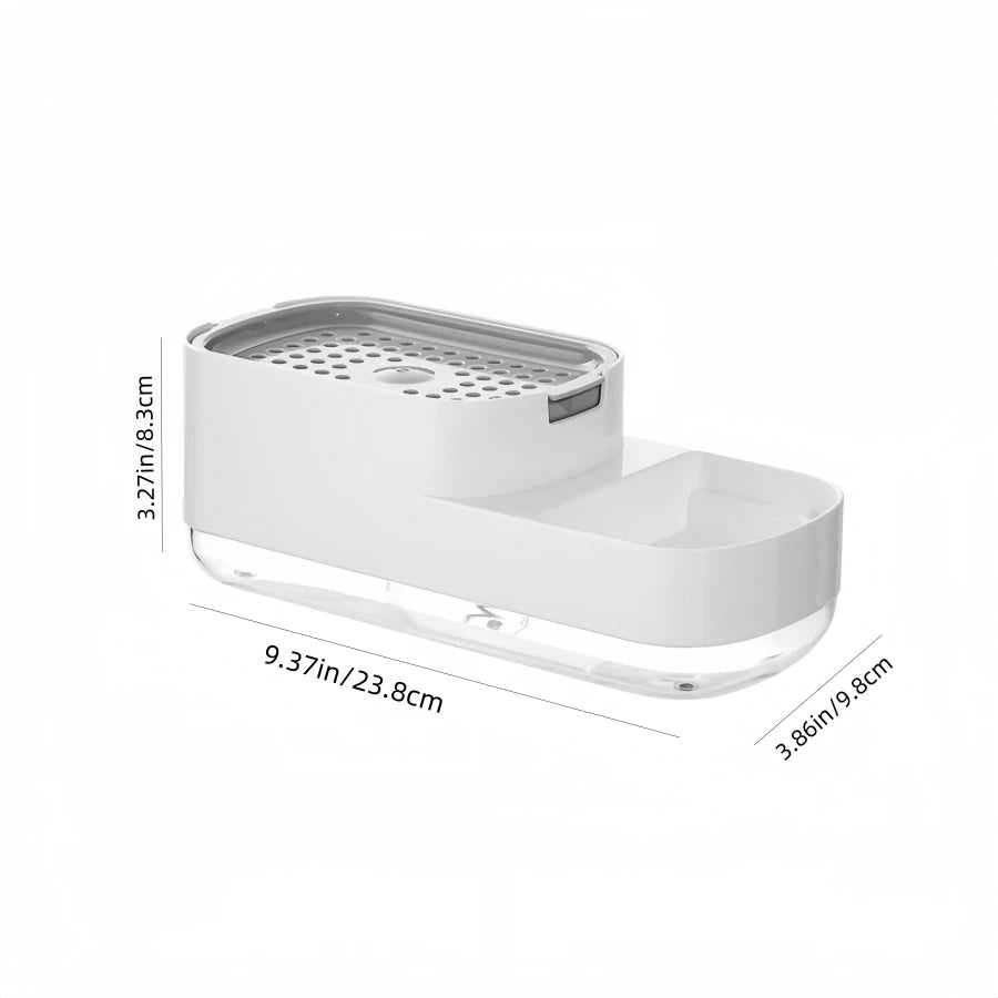 Kitchen dishwashing soap dispenser with sponge holder