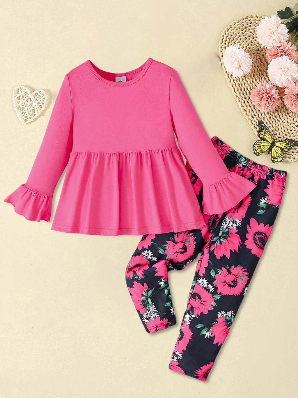 2-Piece Autumn Ensemble with Long Sleeve Dress
