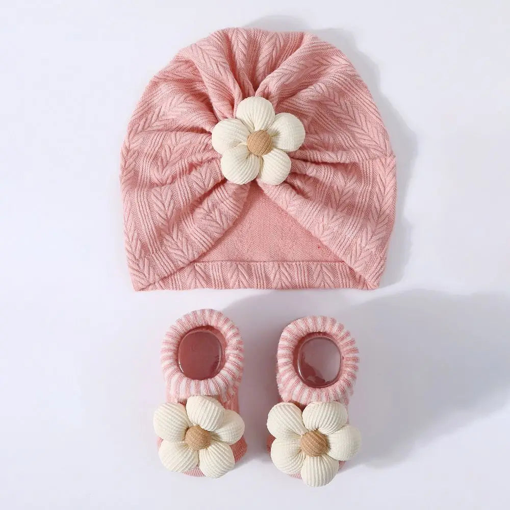 Baby Headscarf Hat Elastic Lightweight Hat Sock Set Newborn Supplies
