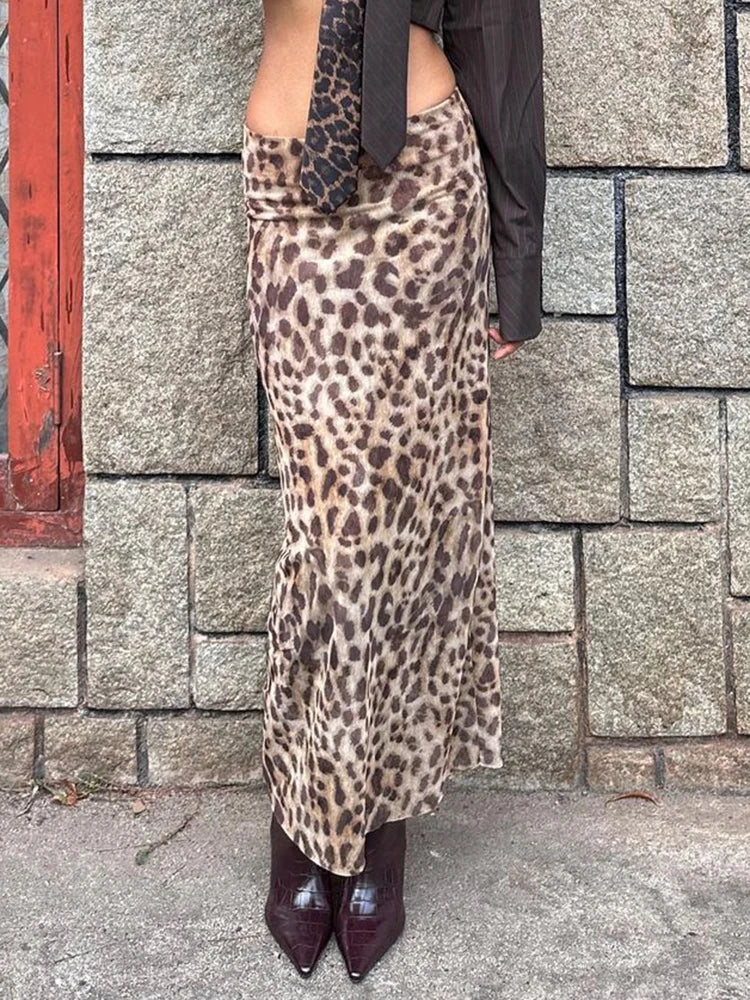Dulzura Elegant Leopard Printed Midi Skirt Women Dress