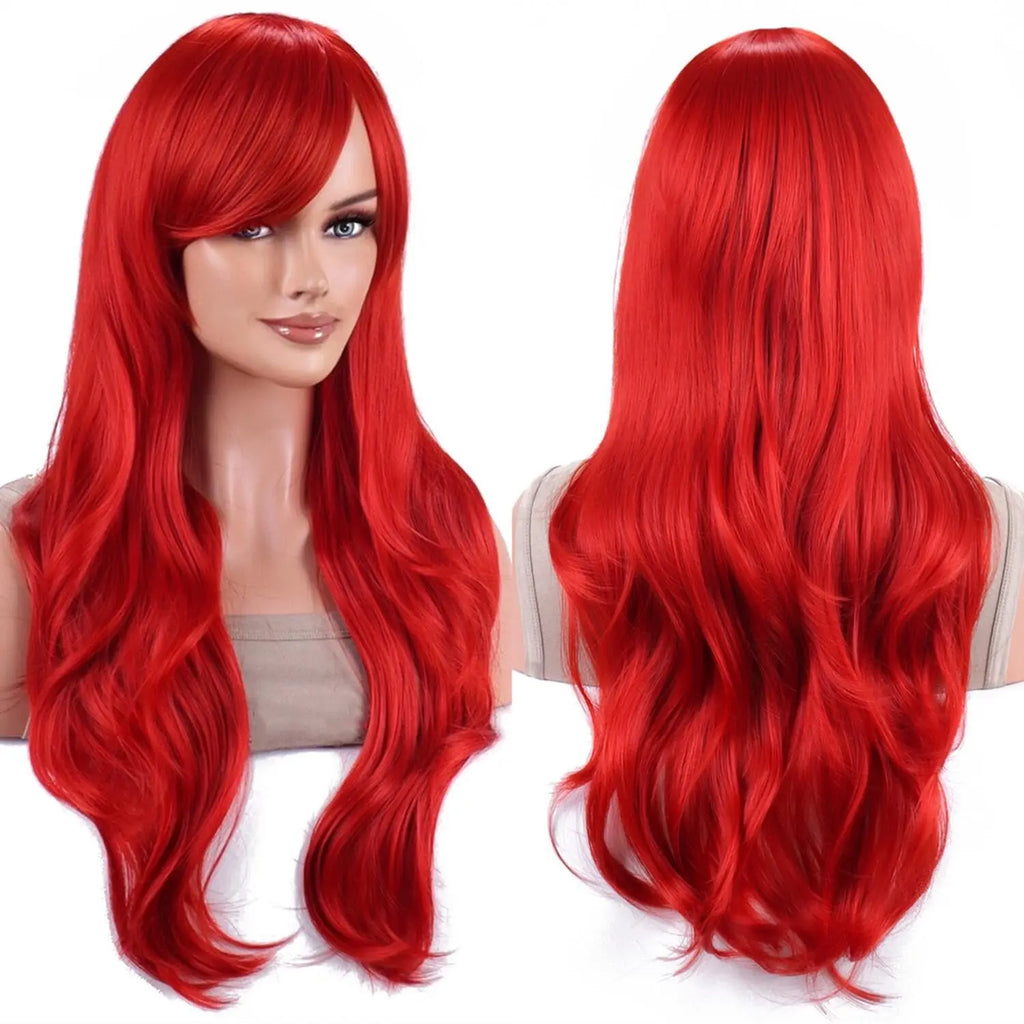 Long Red Curly Body Wave Wig