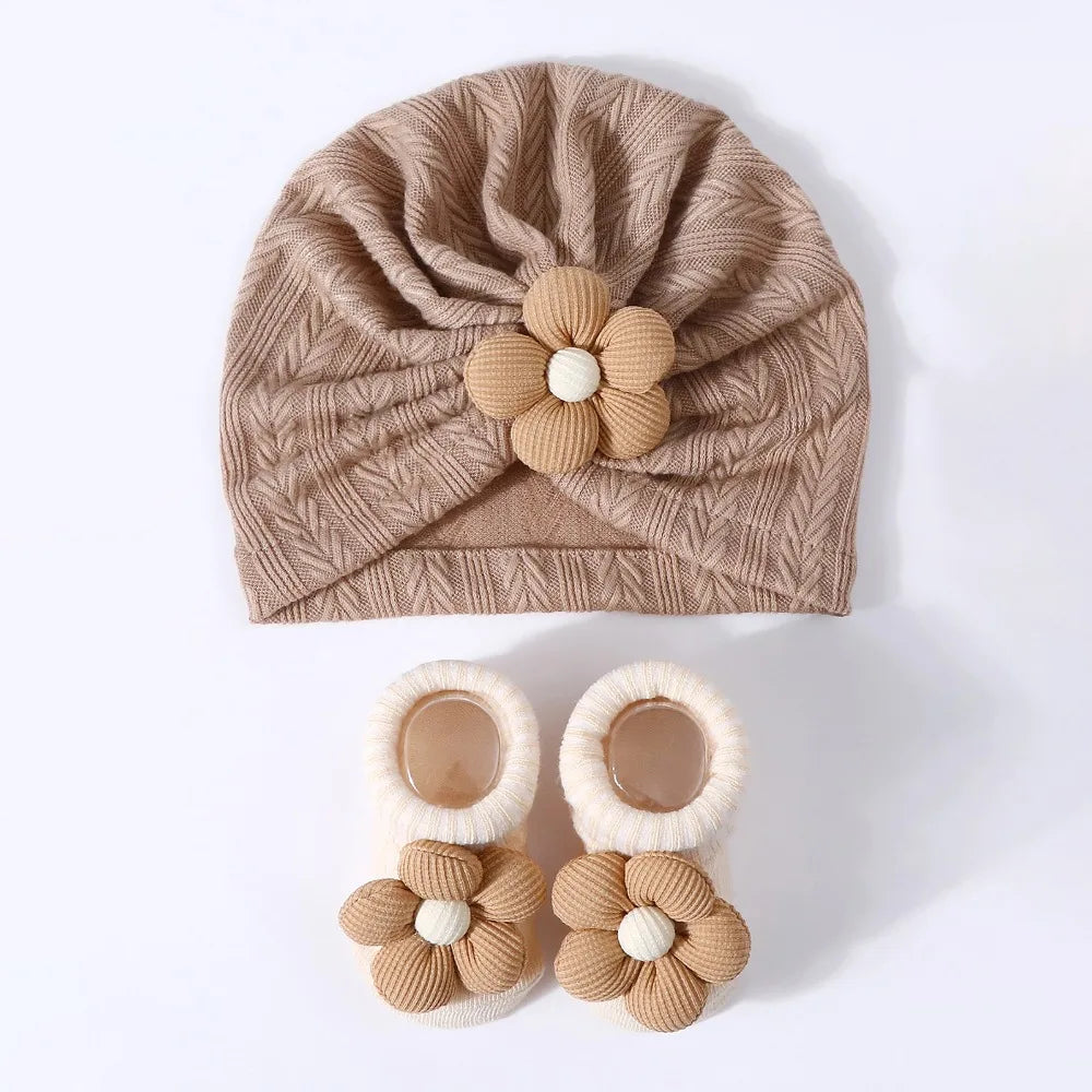Baby Headscarf Hat Elastic Lightweight Hat Sock Set Newborn Supplies