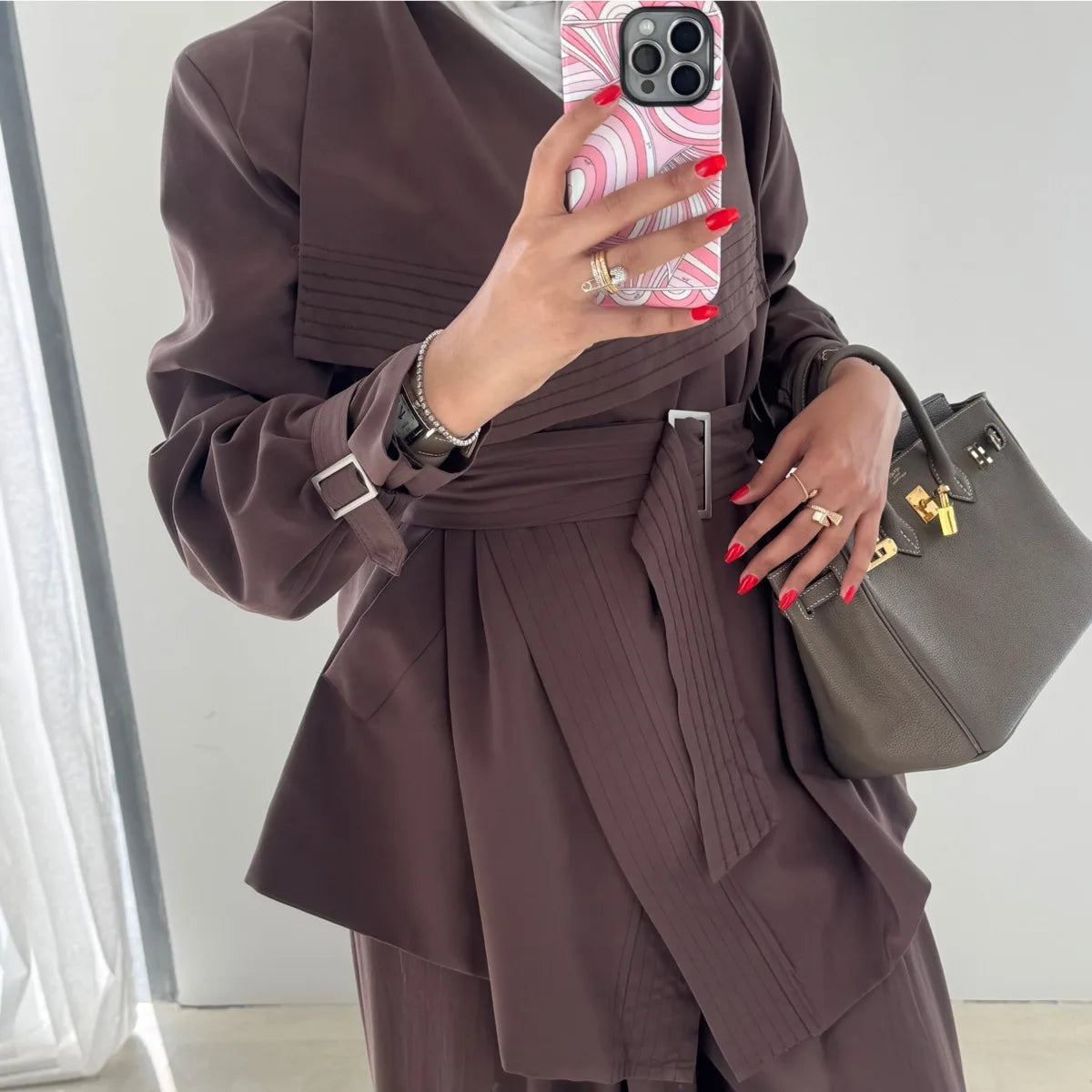 Solid Color Two-Piece Set Casual Lapel Blazer Belted High Waist Wide Leg Pants