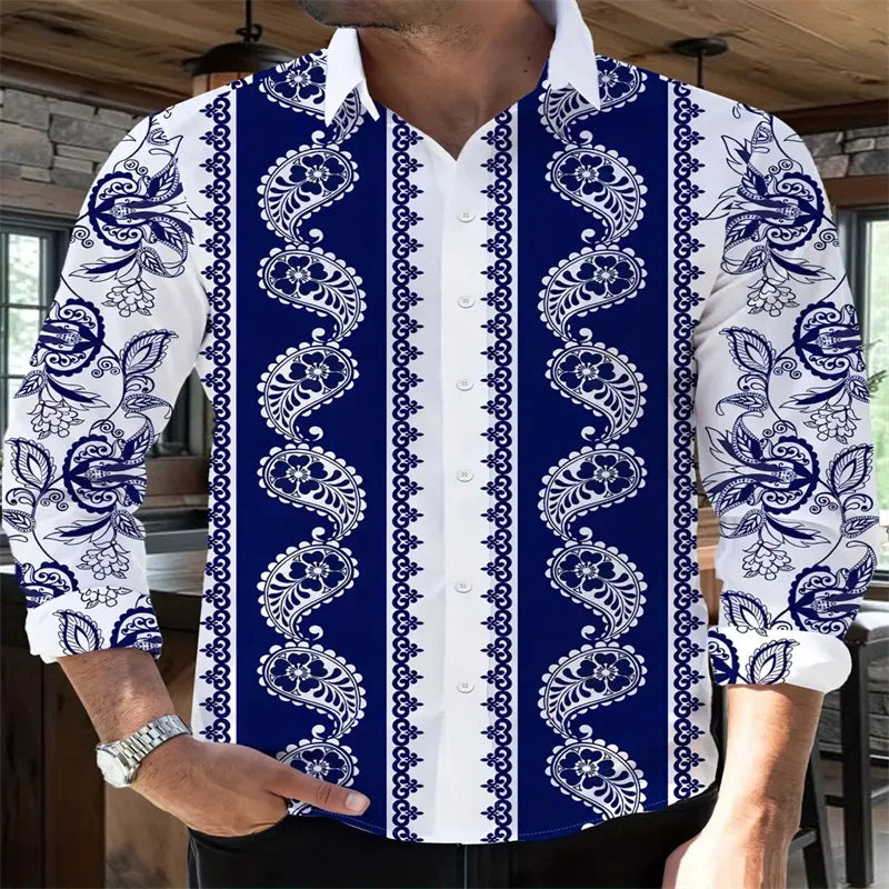 Men's Fashion Printed Shirt Retro Style, New 2026 fashion