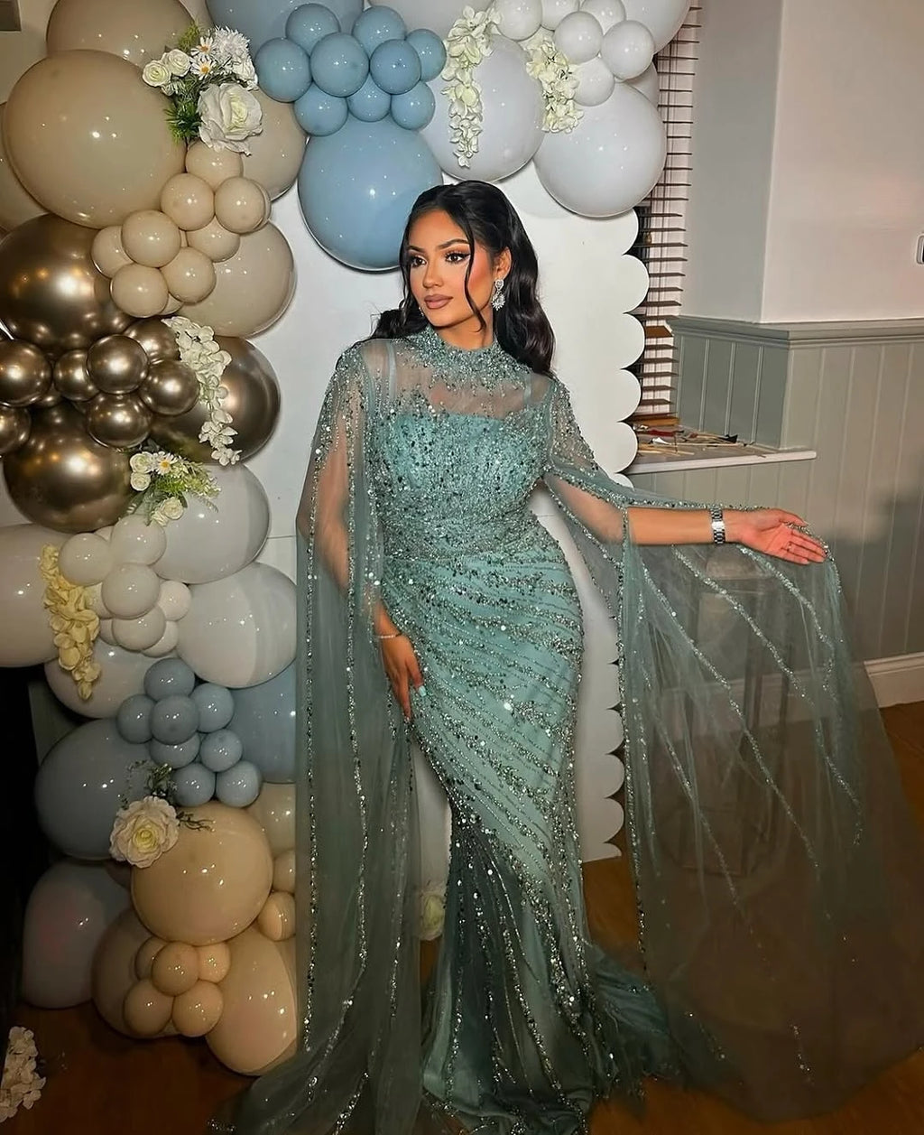 High Neck Luxury Dress for Events