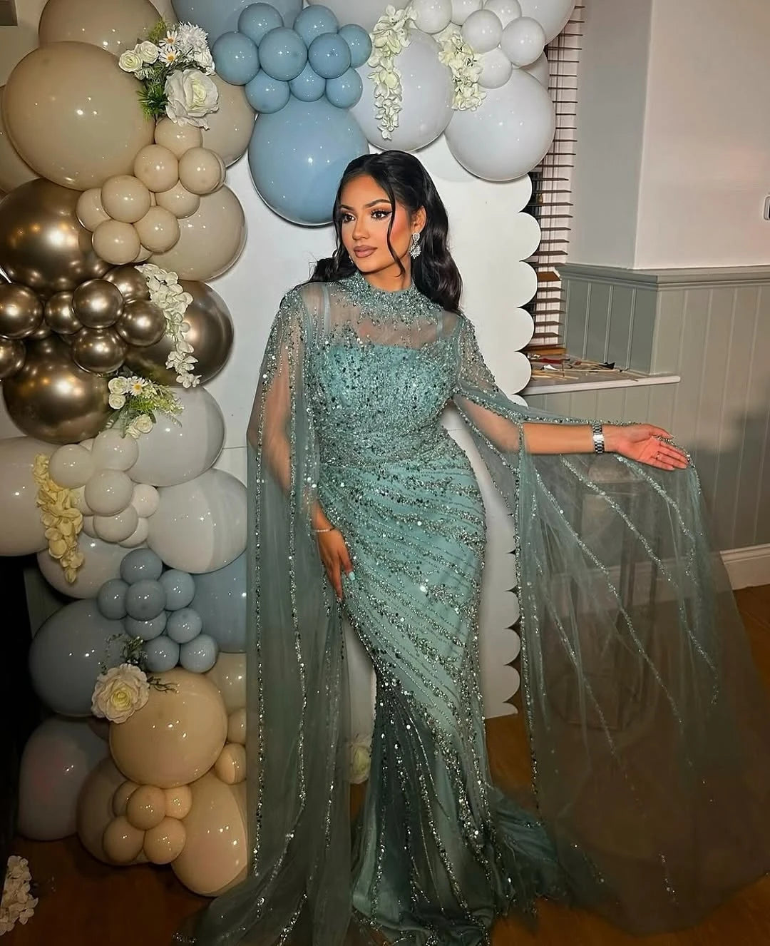 High Neck Luxury Dress for Events