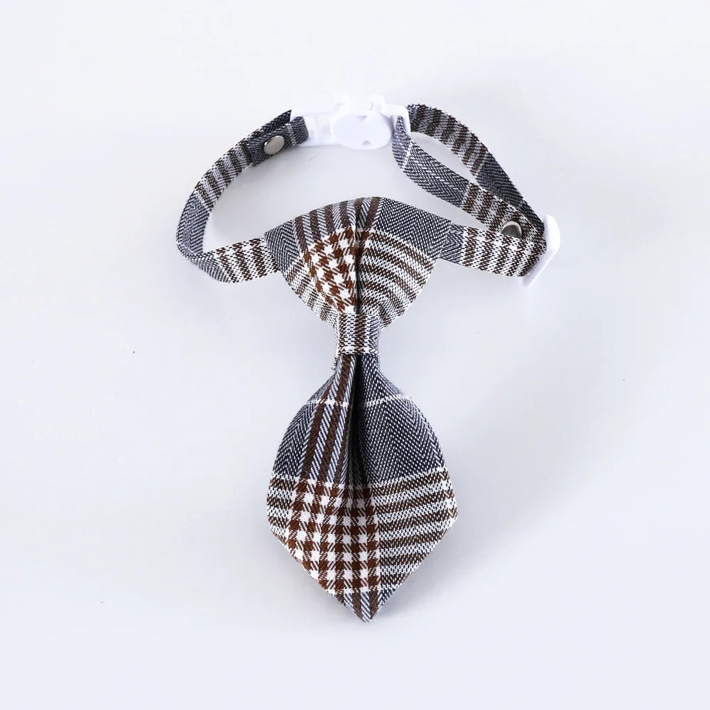 1pc Adjustable Plaid Cat Collar with Bow Tie
