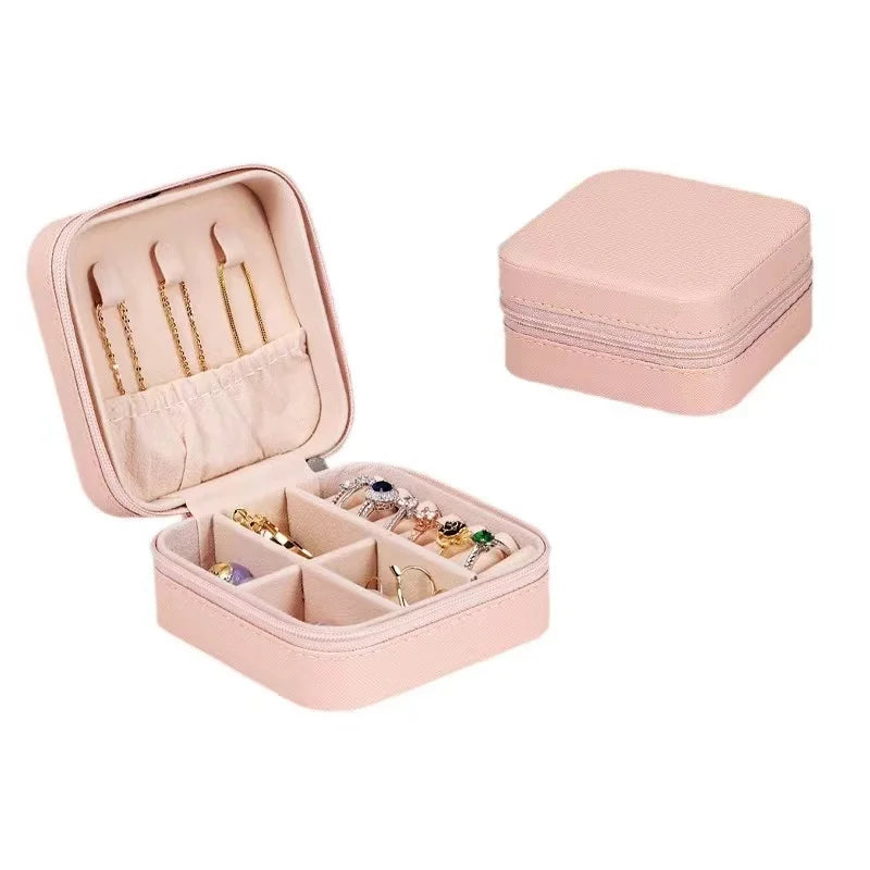 Solid Color PU Leather Material Jewelry Storage Box