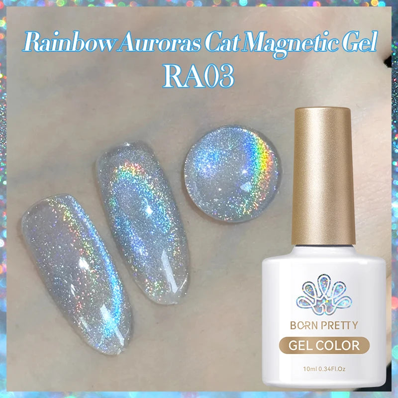 BORN PRETTY 10ml Rainbow Auroras Cat Magnetic Gel Nail Polish