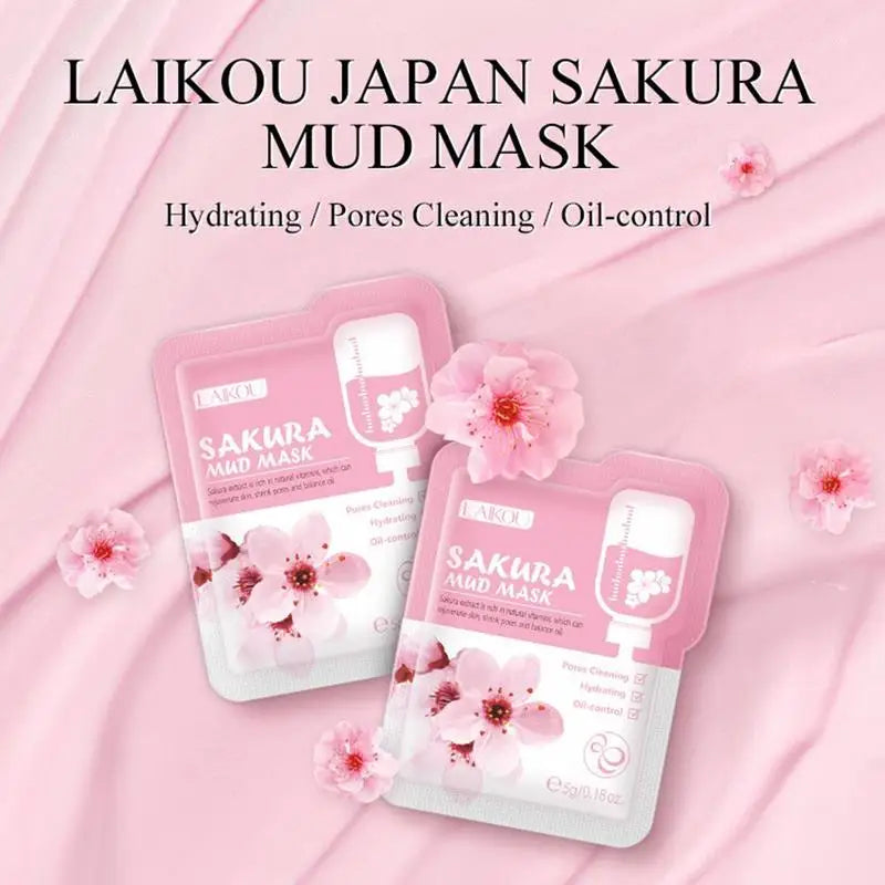 50pcs Japan Sakura Clay Mask for, Oil-Control Remove Blackhead Pink Mud